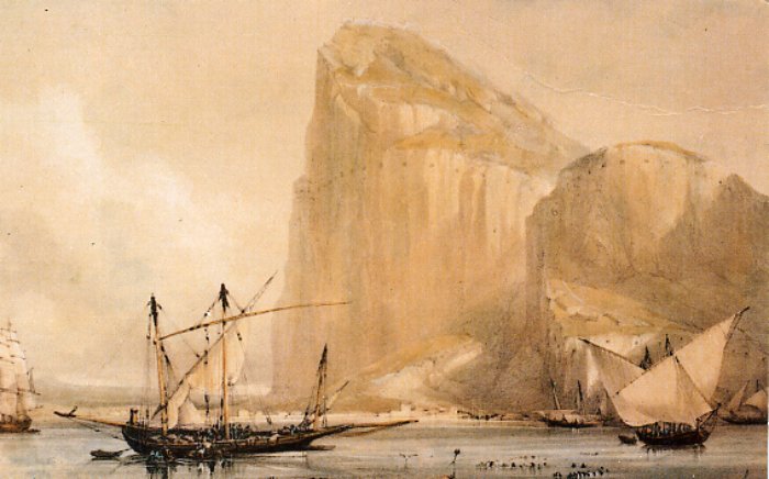 Painting of The Rock of Gibraltar's North Front cliff face