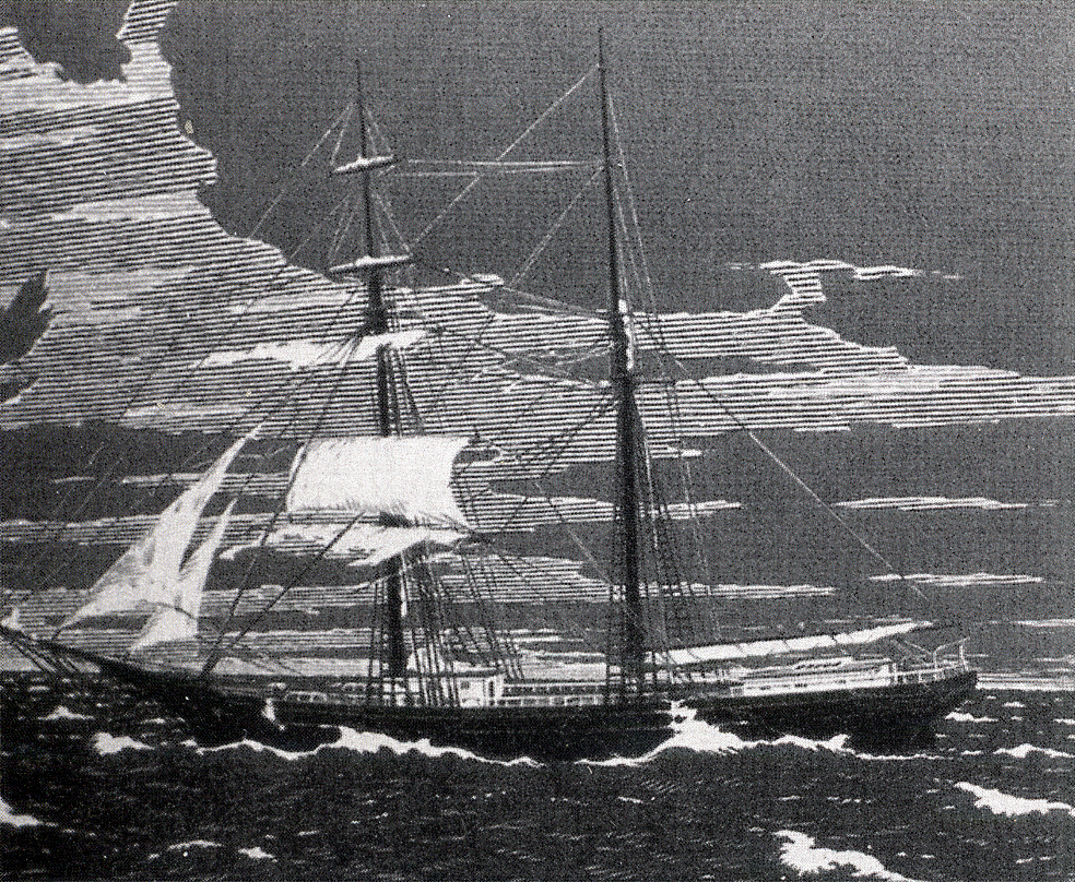 Grayscale Brigantine of the Mary Celeste