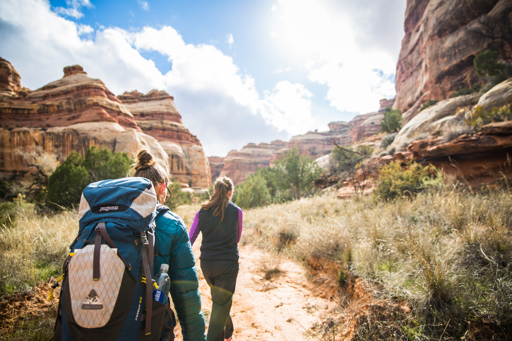 Two girls hiking in the canyonlands