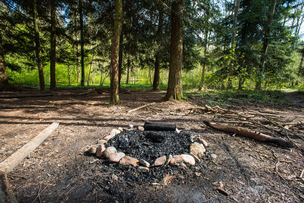 Extinguished campfire