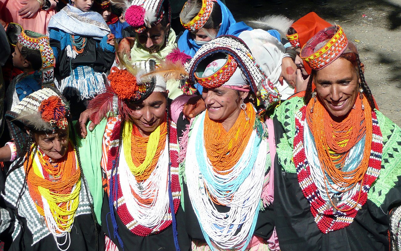 Dancing Kalasha women at the harvest festival - 2012