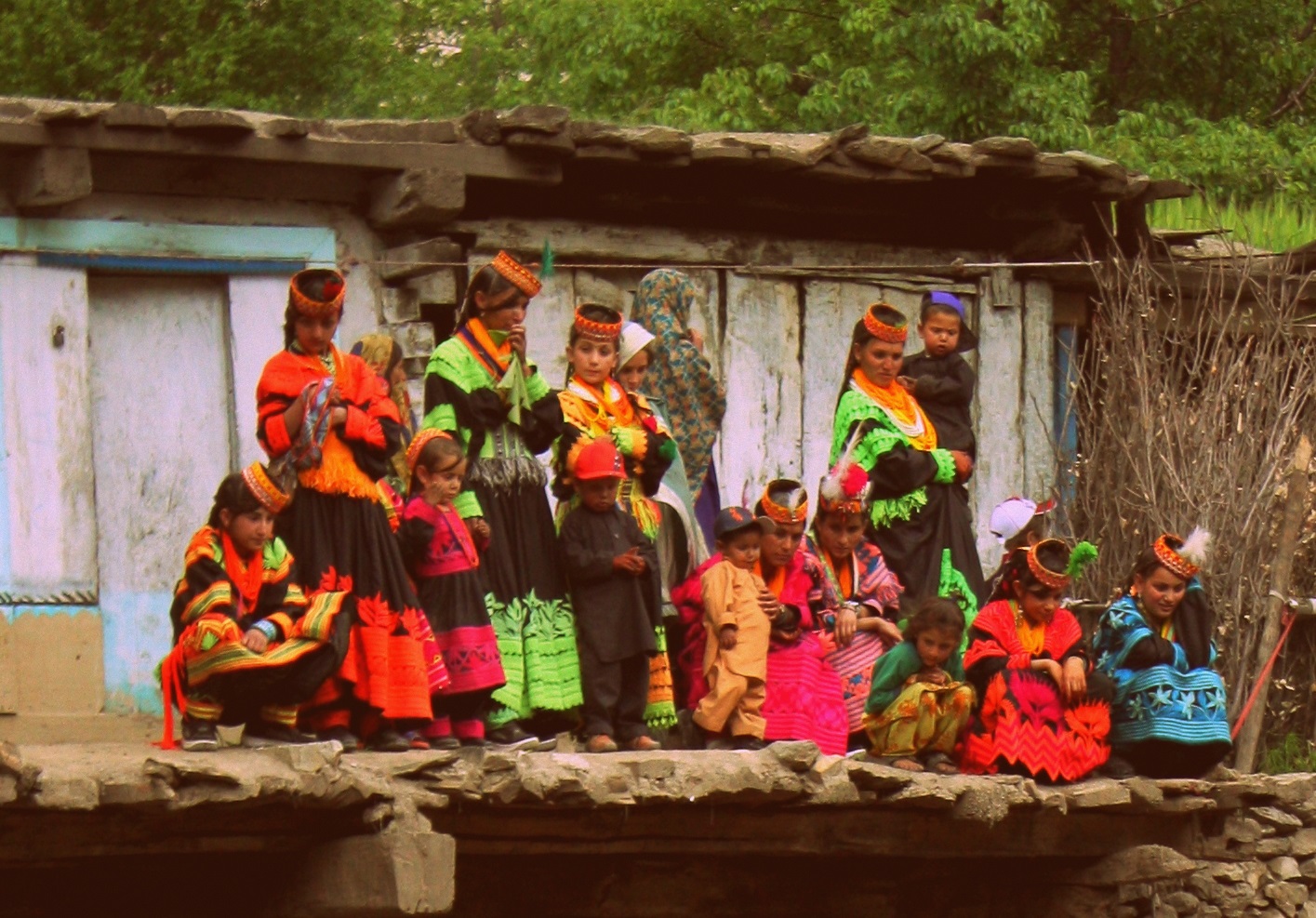 Kalash women and men dance and sing - 2012