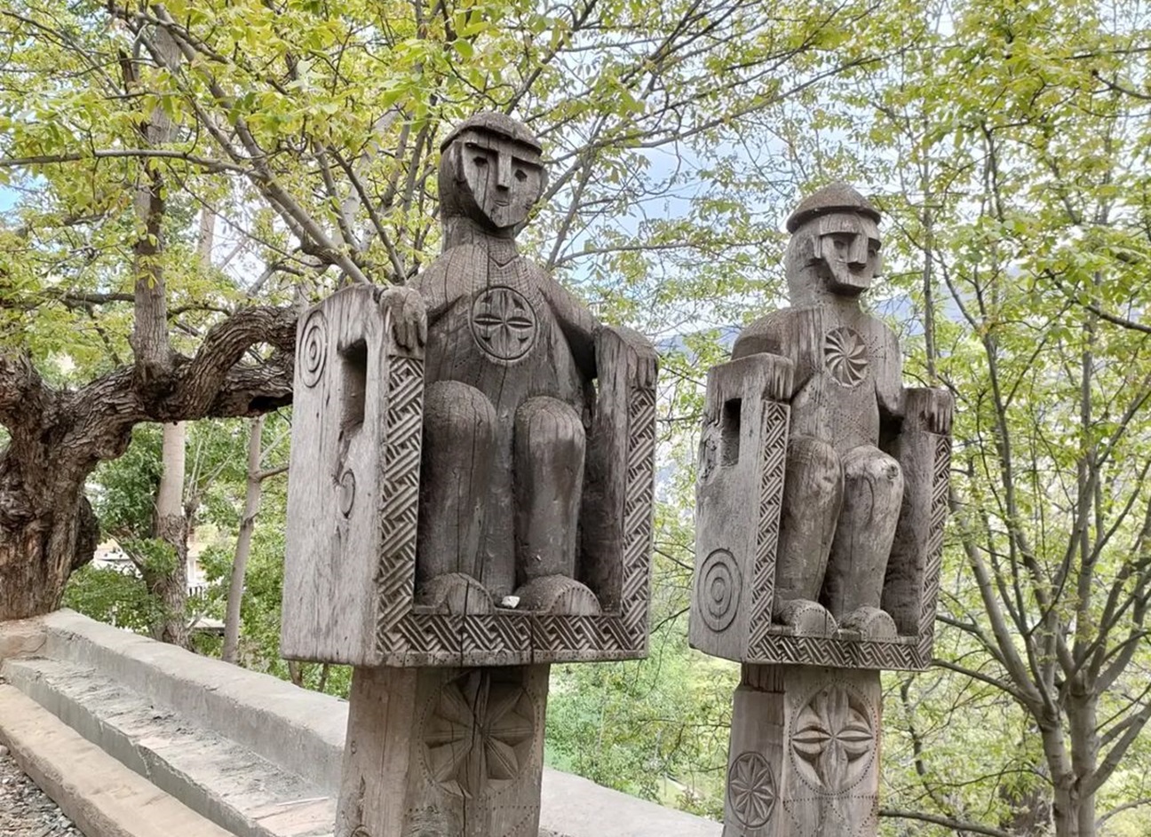 Wooden Statues of Kalasha ancestors in the Valley of Bumburet