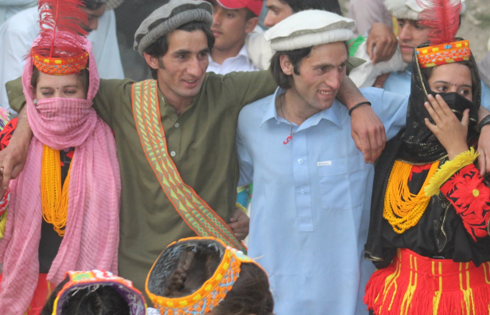 Portrait of kalash people in traditional costumes