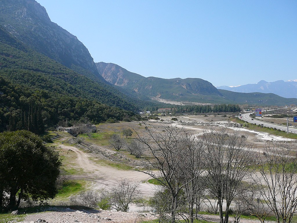 View of the Thermopylae pass at the area of the Phocian Wall