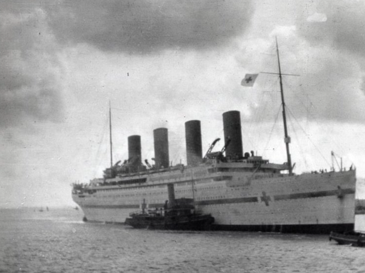 British hospital ship HMHS Britannic during a return trip to Britain