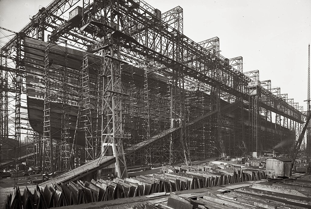 British hospital ship HMHS Britannic In Arrol Gantry During Construction