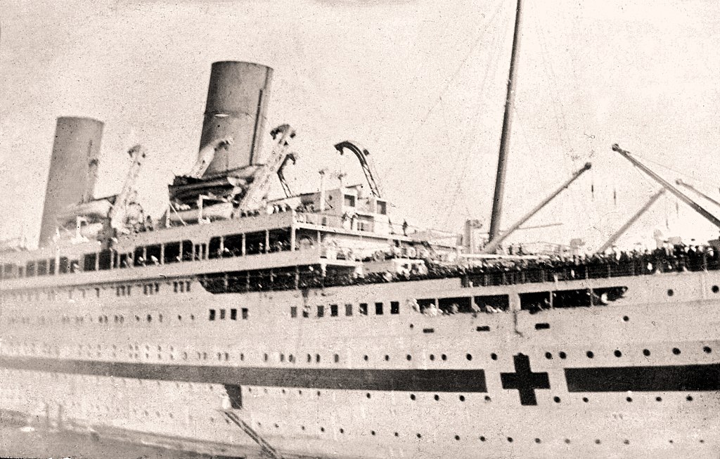 British hospital ship HMHS Britannic arriving in Naples