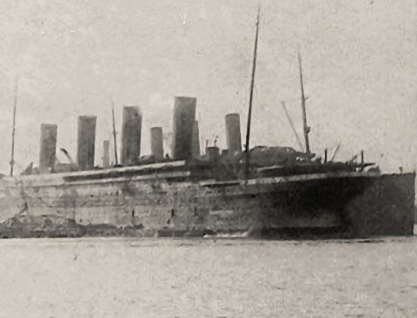 British hospital ship HMHS Britannic in Harland & Wolff shipyard