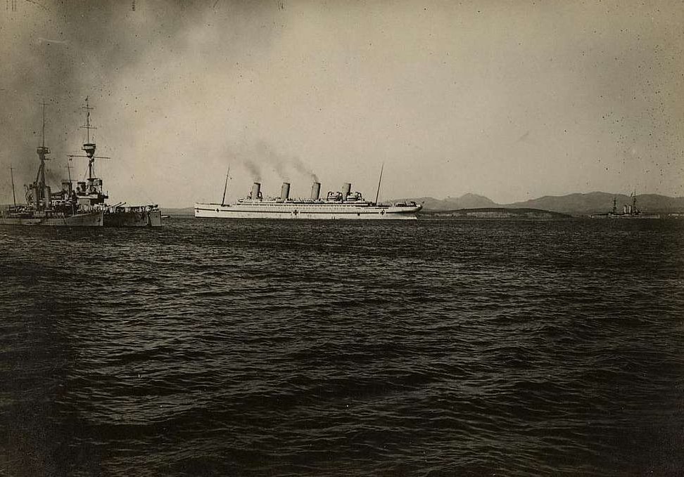 British hospital ship HMHS Britannic departing from Moudros