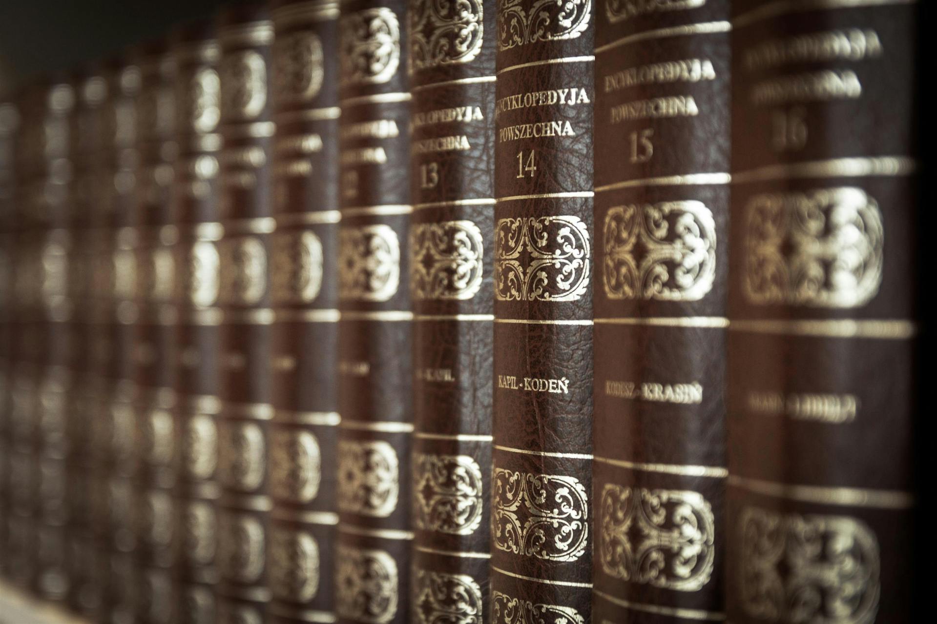 Macro Photo of Brown Book Encyclopedias