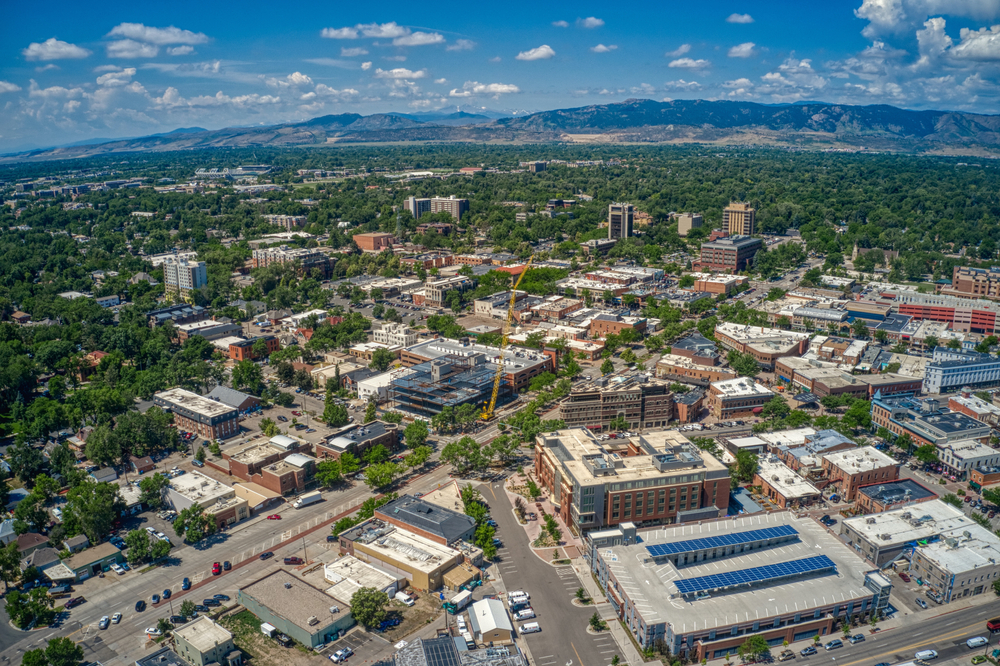 Aerial View of Fort Collins, Colorado during Summer