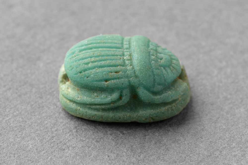 Ancient egyptian faience scarab amulet