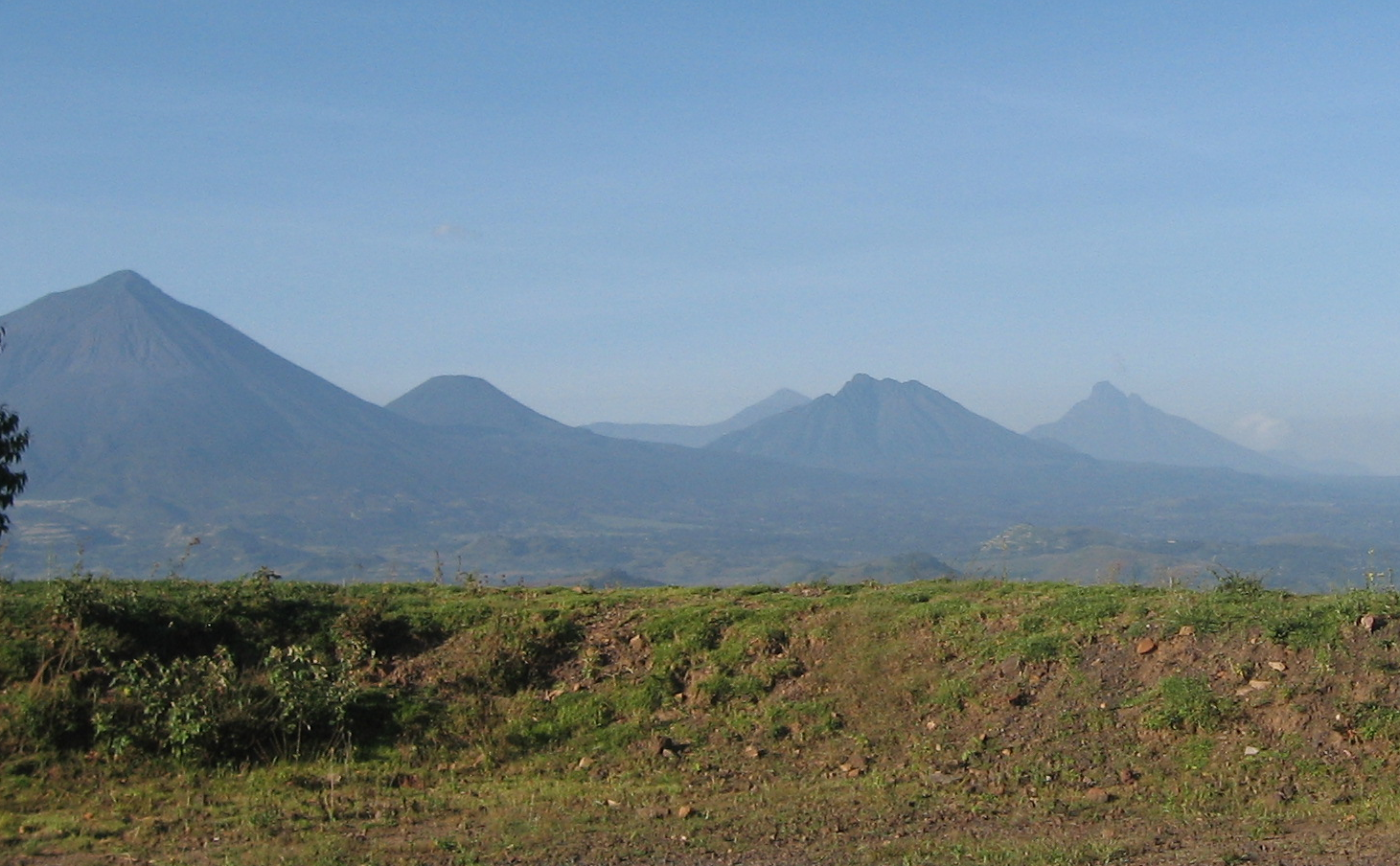 The Virunga mountain peaks taken from the vicinity of Kisoro