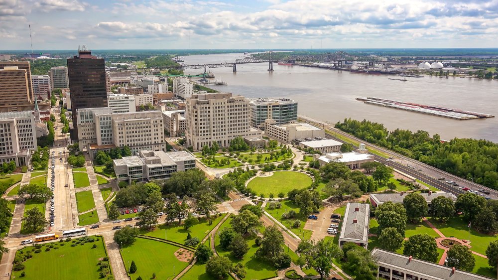 Vibrant urban scene of Baton Rouge, Louisiana captured from a high vantage point