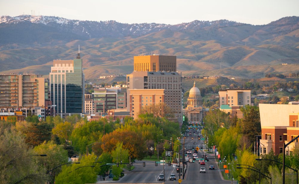 Vibrant urban scene of Boise, Idaho captured from a high vantage point