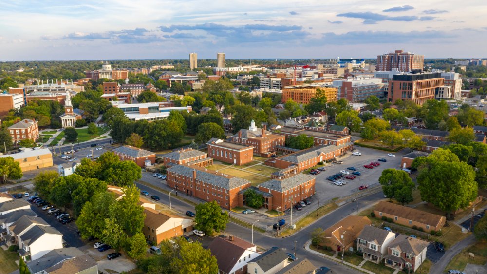 Vibrant urban scene of Lexington, Kentucky captured from a high vantage point