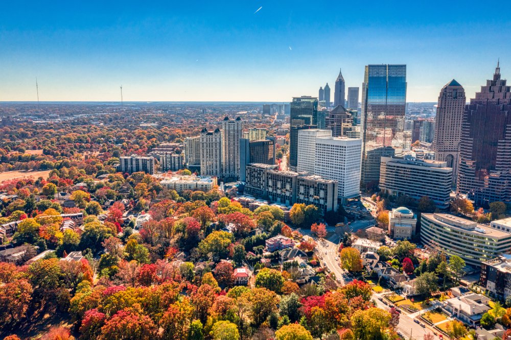 Vibrant urban scene of Atlanta, Georgia captured from a high vantage point