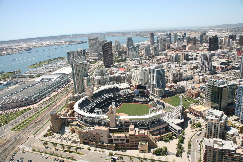 Vibrant urban scene of San Diego, California captured from a high vantage point