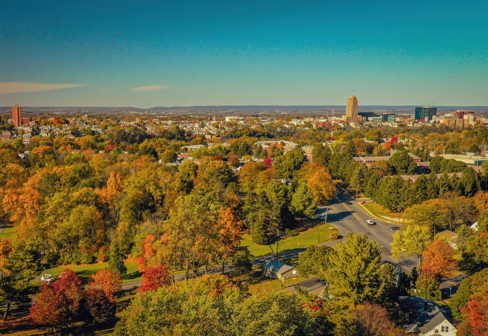 Vibrant urban scene of Allentown, Pennsylvania captured from a high vantage point