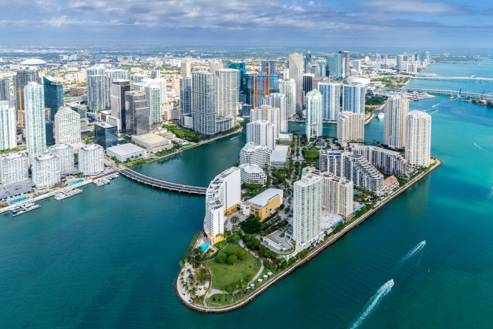 Vibrant urban scene of Miami, Florida captured from a high vantage point