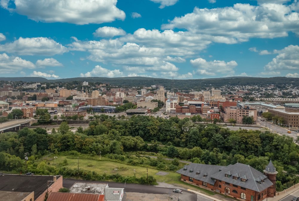 Vibrant urban scene of Scranton, Pennsylvania captured from a high vantage point