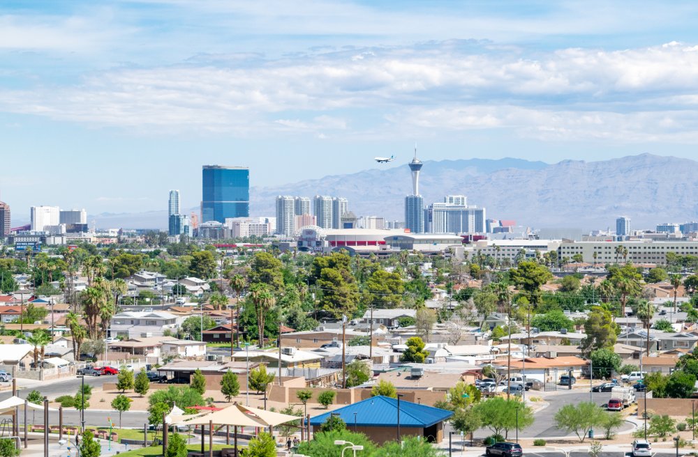 Vibrant urban scene of Las Vegas, Nevada captured from a high vantage point