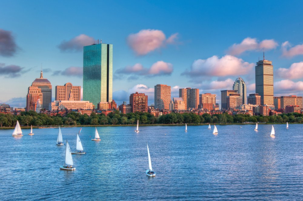 Vibrant urban scene of Boston, Massachusetts captured from a high vantage point
