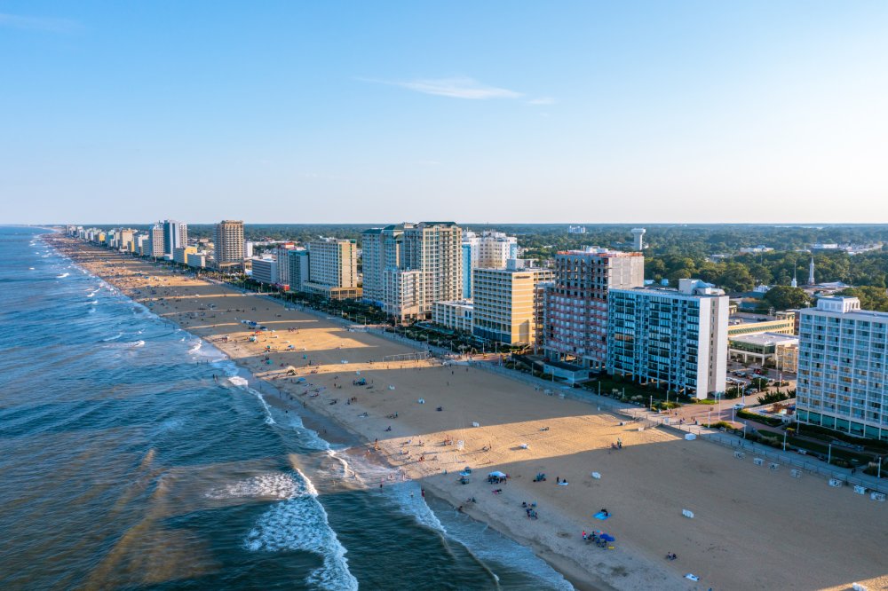 Vibrant urban scene of Virginia Beach, Virginia captured from a high vantage point