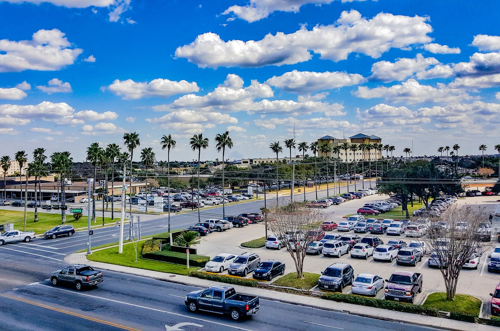 Vibrant urban Cityscape of McAllen Texas With Several tall buildings in the background