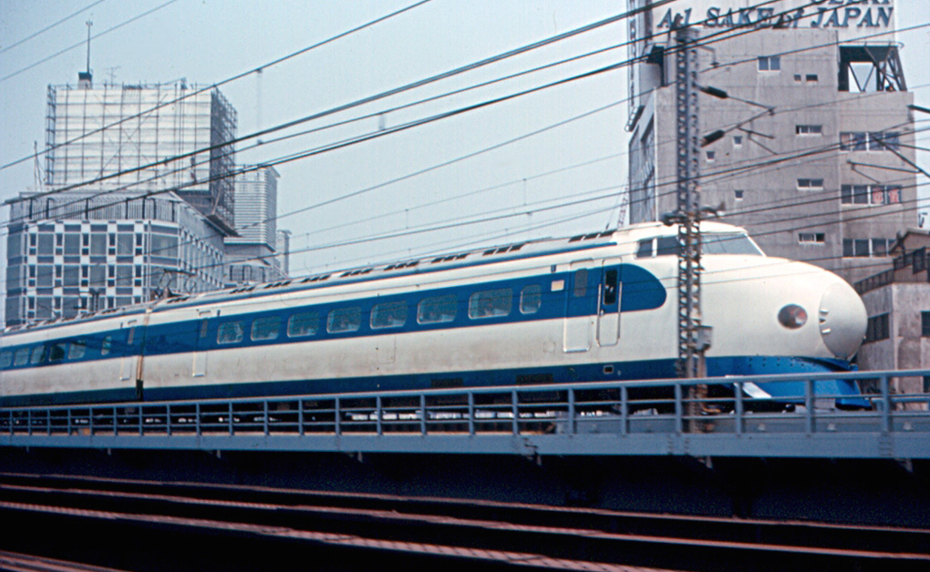 Close Up Photo of A 0 Series Shinkansen set in Tokyo in May 1967