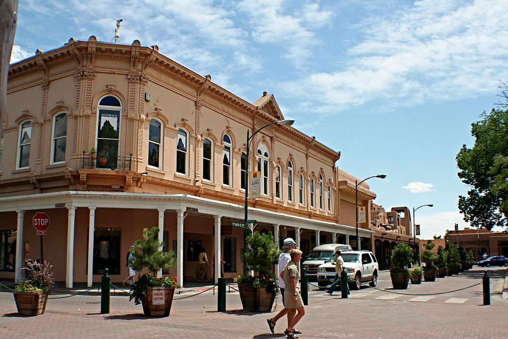 Santa Fe, New Mexico street corner, near the central plaza