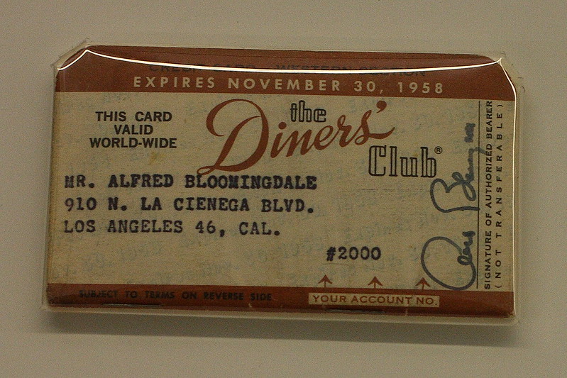 This image shows a vintage Diners Club membership card