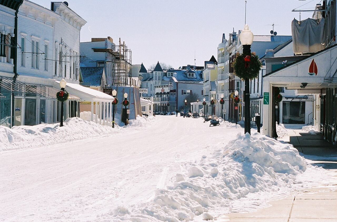 A Winter Day in Downtown Mackinac Island