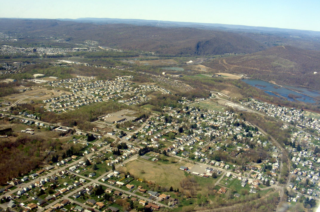 Aerial view of Duryea looking southwest