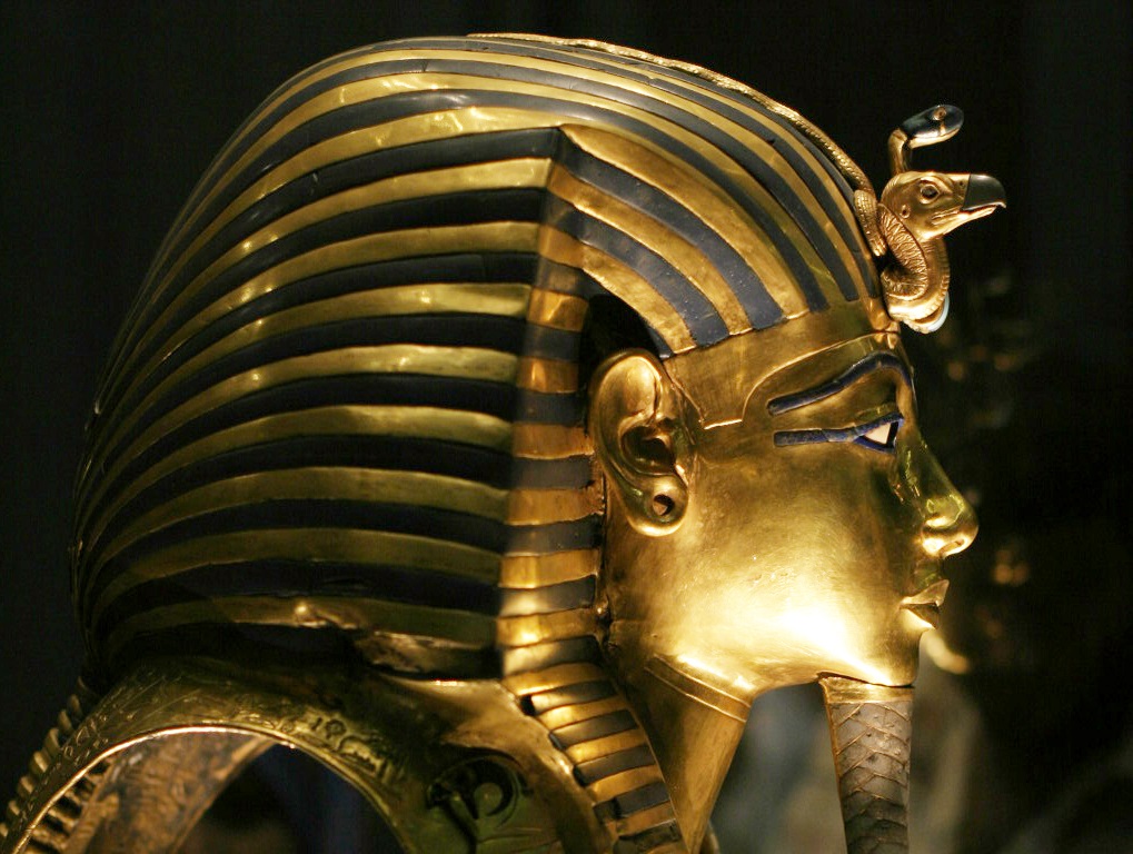Side view of Tutankhamun's funerary mask. Cairo Museum.