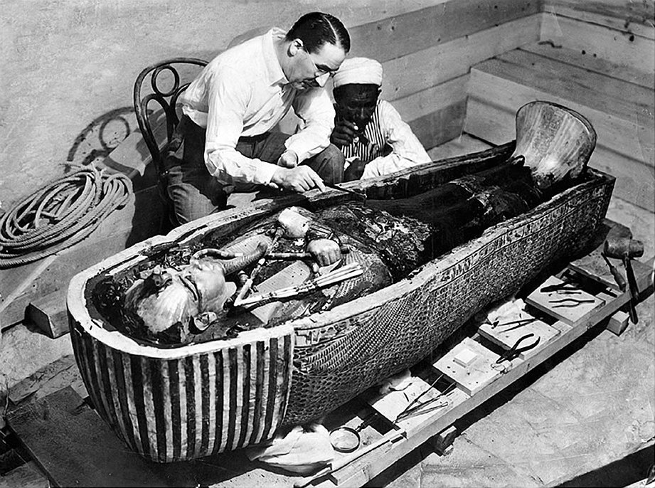 Howard Carter opens the innermost shrine of King Tutankhamun's tomb near Luxor, Egypt