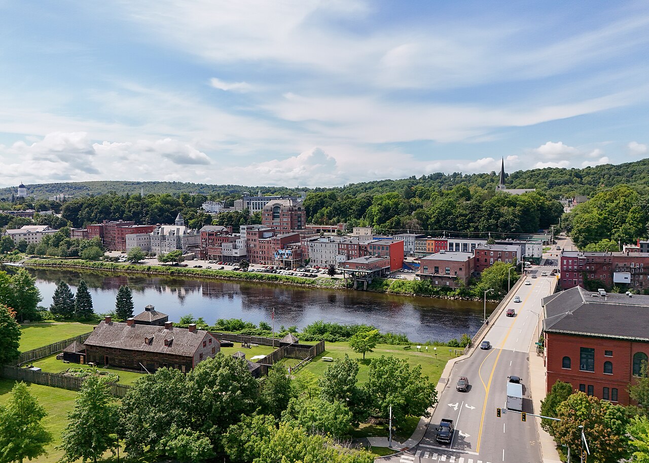 Aerial view of Augusta, Maine's skyline