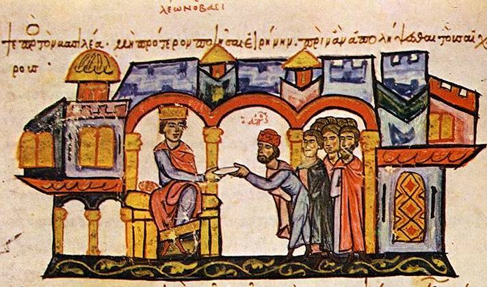 Byzantine Emperor Leo Vi Receives A Bulgarian Delegation