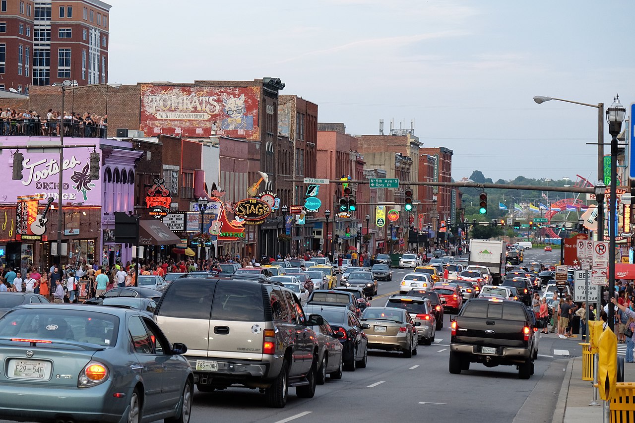 Traffic at Historic Broadway, Nashville, TN