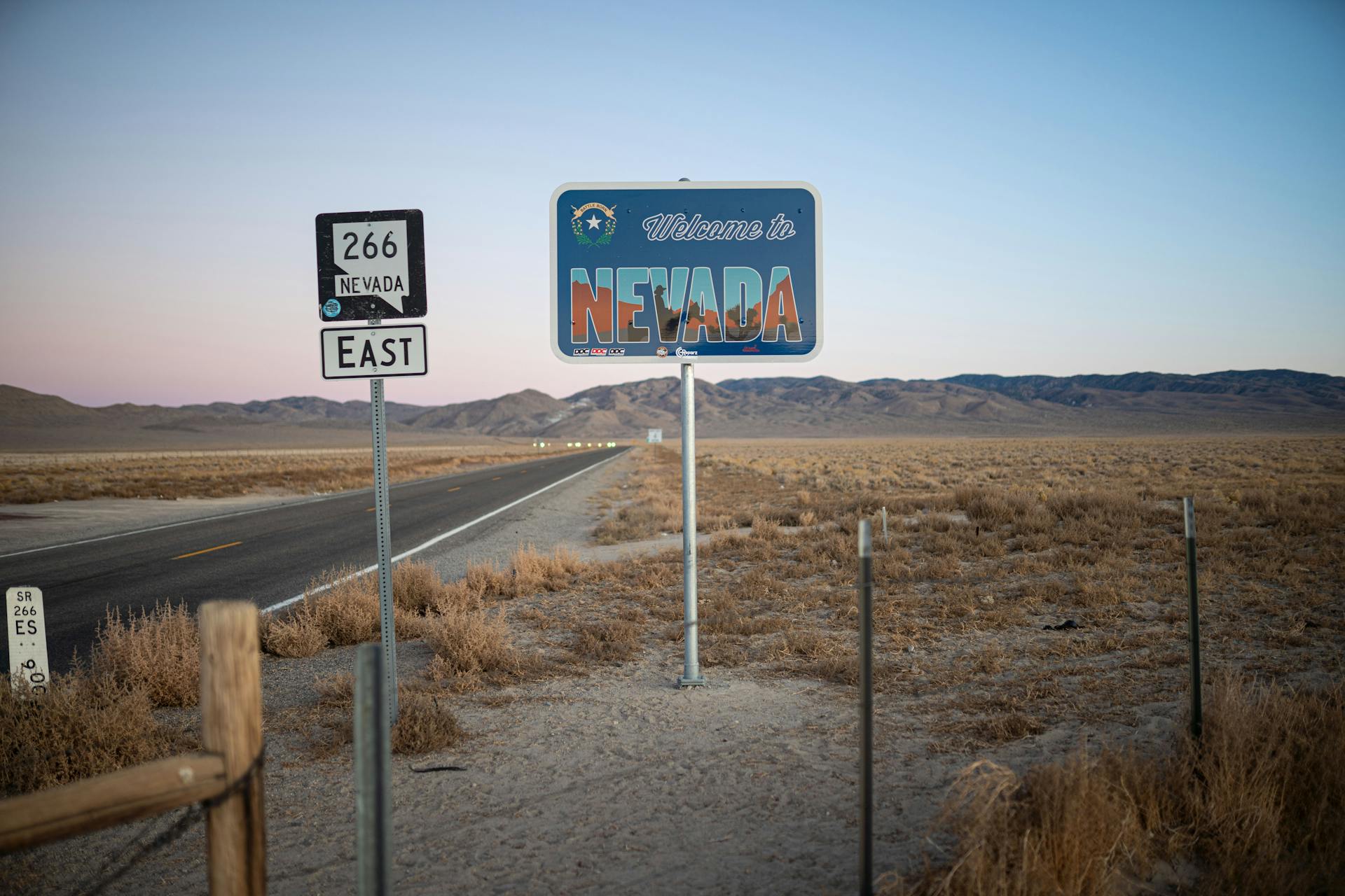 Nevada Signage on an empty road
