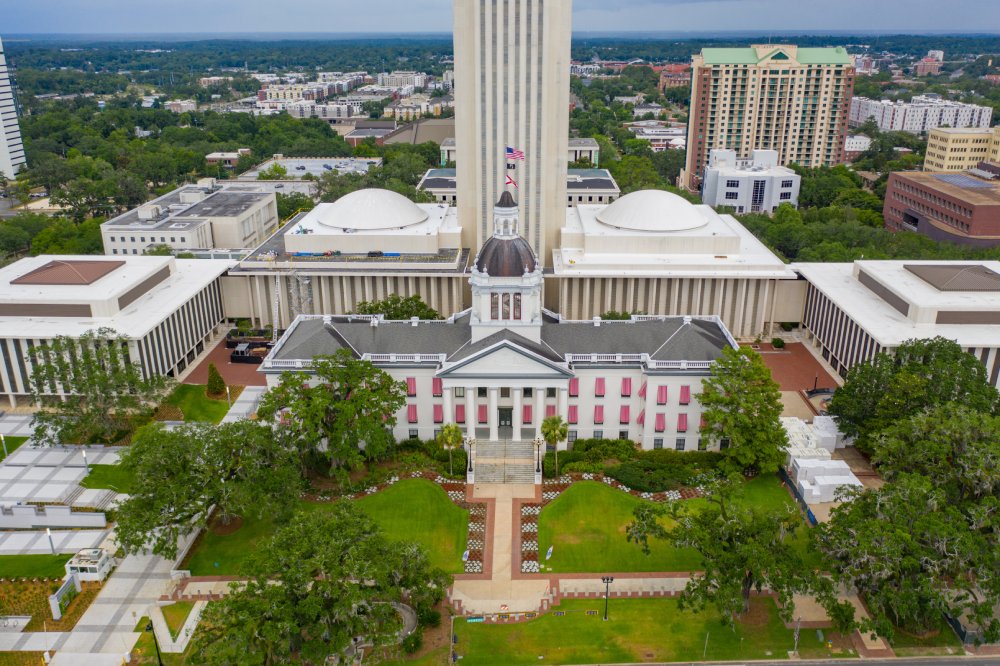 This image offers an aerial view of the Florida State Capitol Complex in Tallahassee