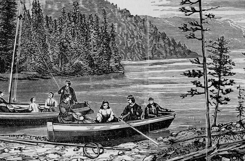 Engraving of a boating party