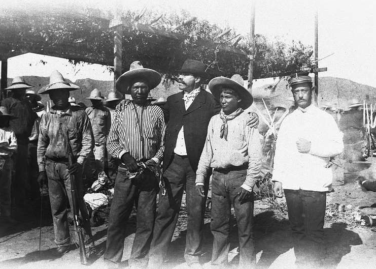 A group of Yaqui Indians at the surrender and signing of peace treaty at Ortiz, Mexico, ca.1910