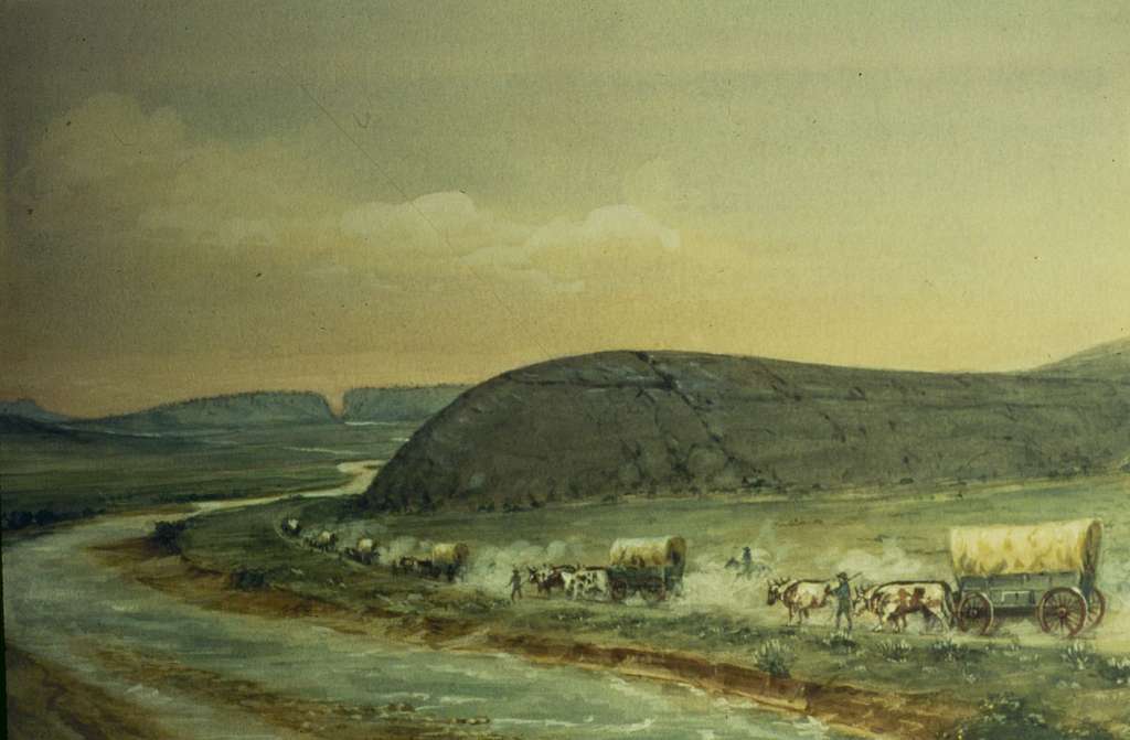 19th-century painting of Independence Rock