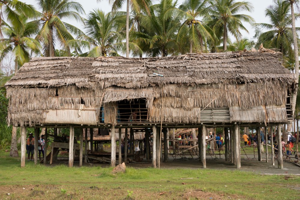 Typical Karau and Mendham Village stilted home in Papua New Guinea