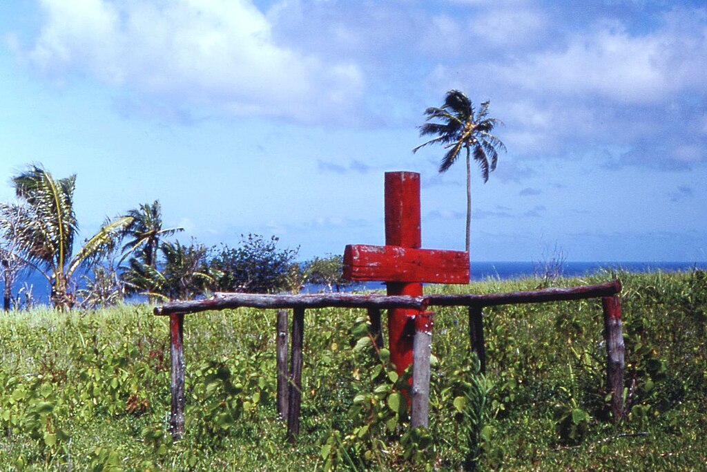 Ceremonial cross of John Frum cargo cult, Tanna island, New Hebrides 1967