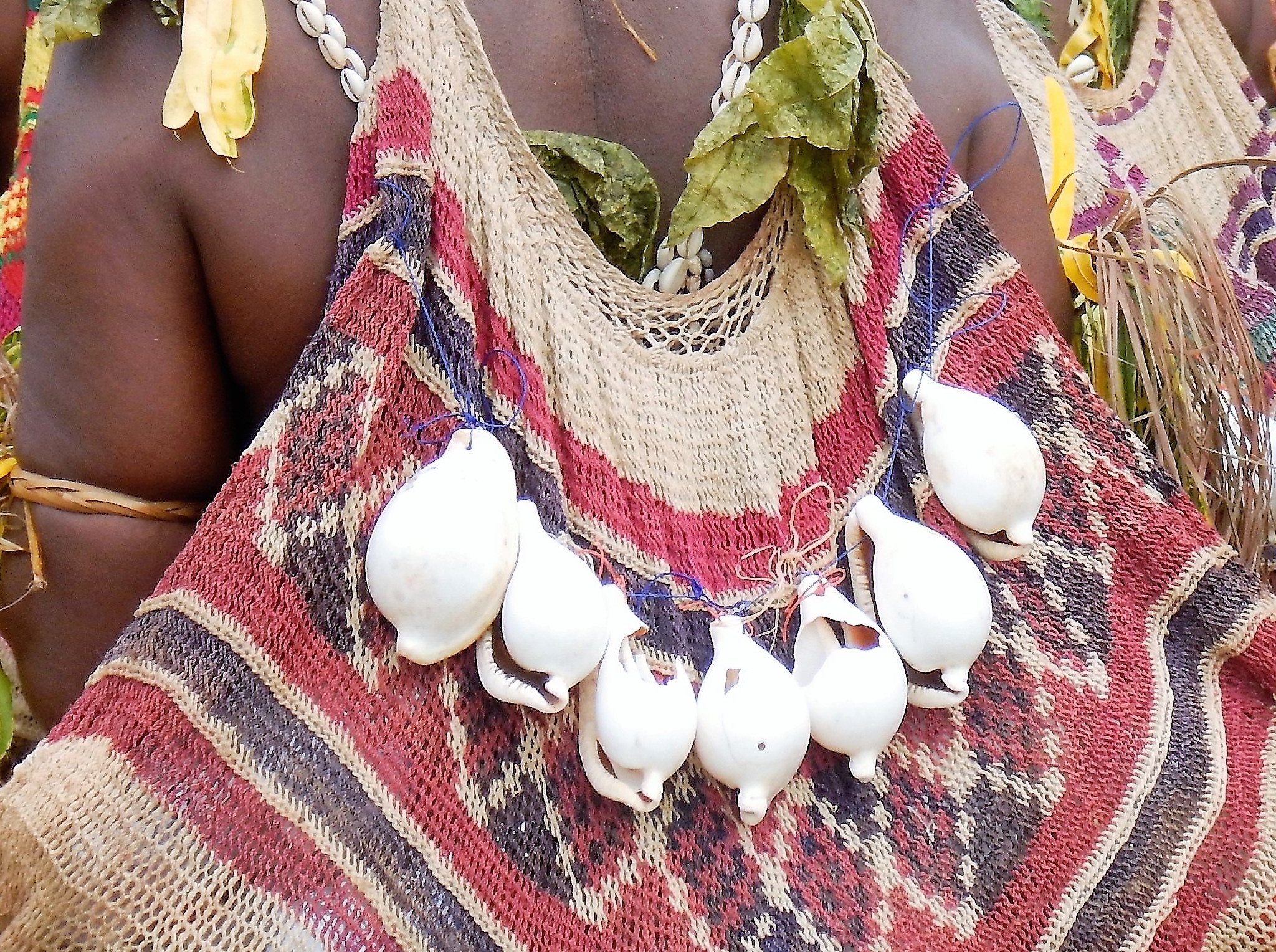 Wewak Woman in Cultural Dress Carrying a Traditional Bilum Bag