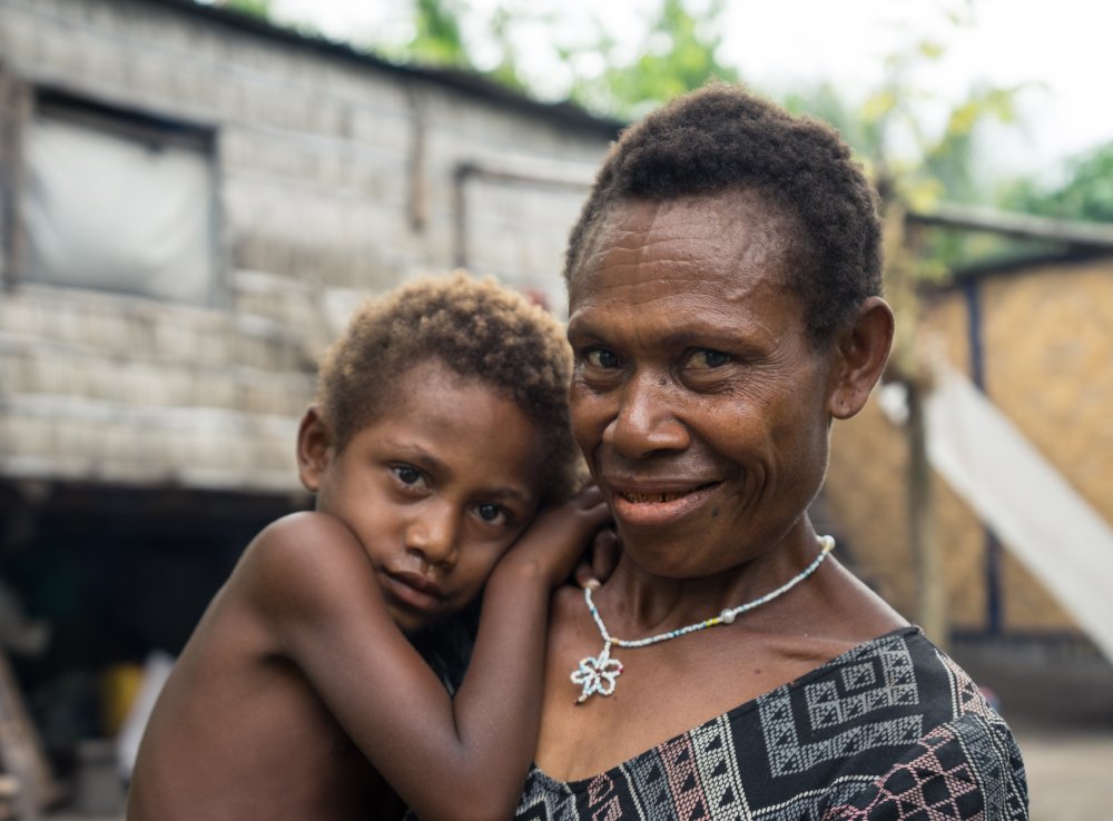 Papua New Guinean mother and son in Matupit village