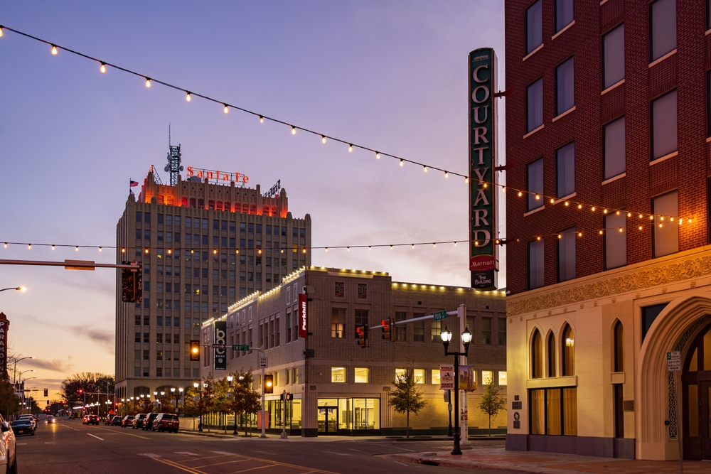 Evening view of the old downtown of Amarillo